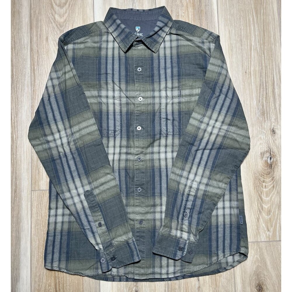 Kuhl Fugitive Smokey Sage Button Up Flannel Shirt - Men Size Medium